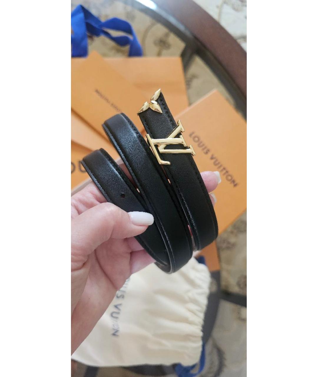 LOUIS VUITTON Черный кожаный ремень, фото 5