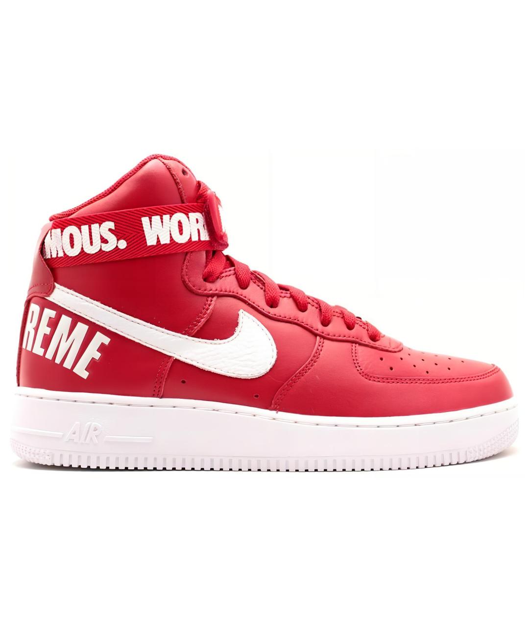 NIKE Красные кожаные высокие кроссовки / кеды, фото 2