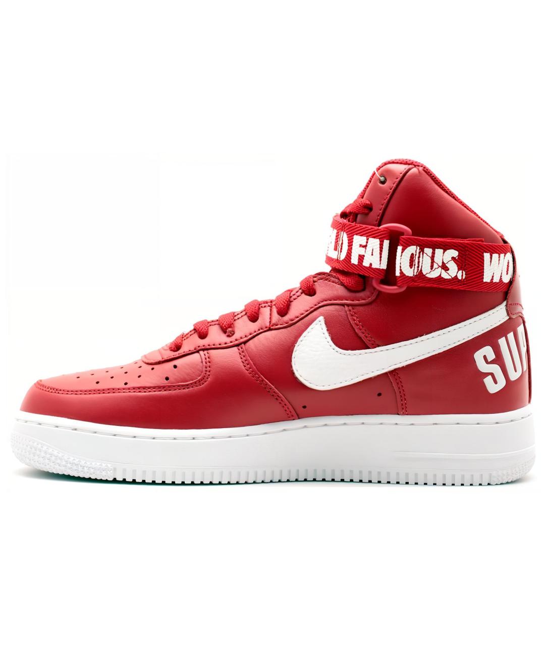 NIKE Красные кожаные высокие кроссовки / кеды, фото 6