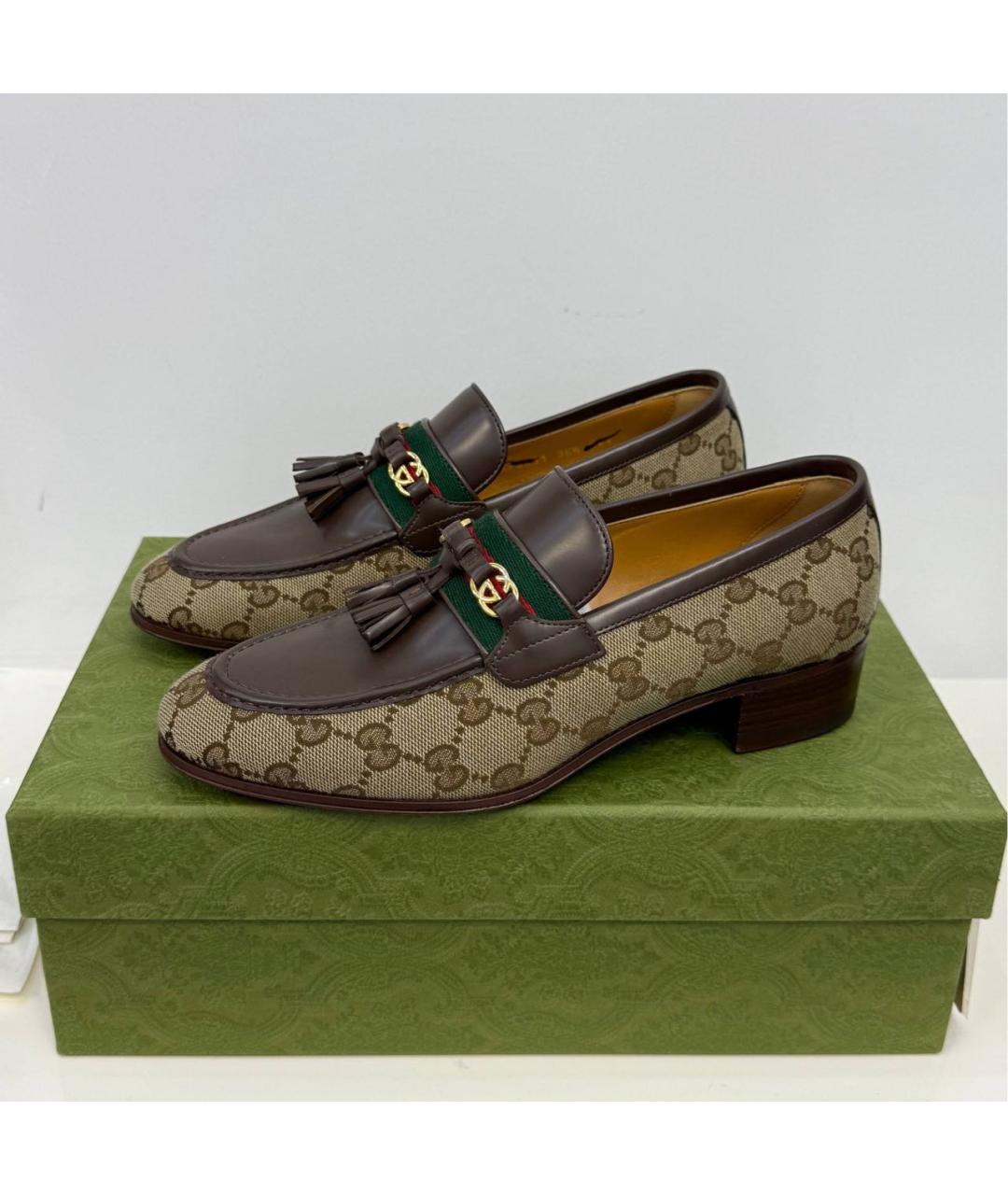 GUCCI Коричневые кожаные лоферы, фото 2