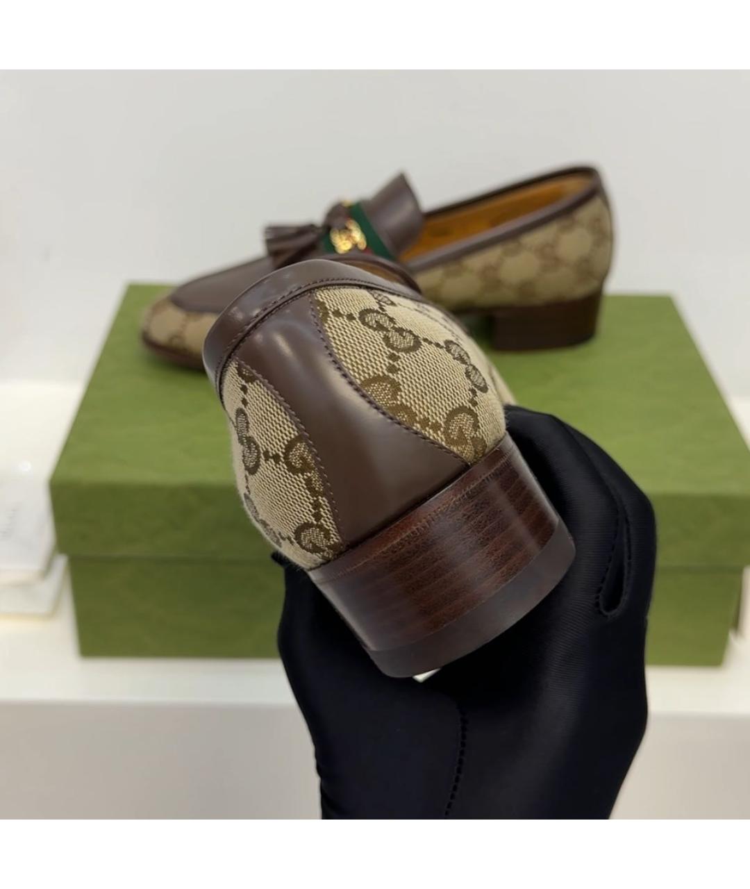 GUCCI Коричневые кожаные лоферы, фото 4