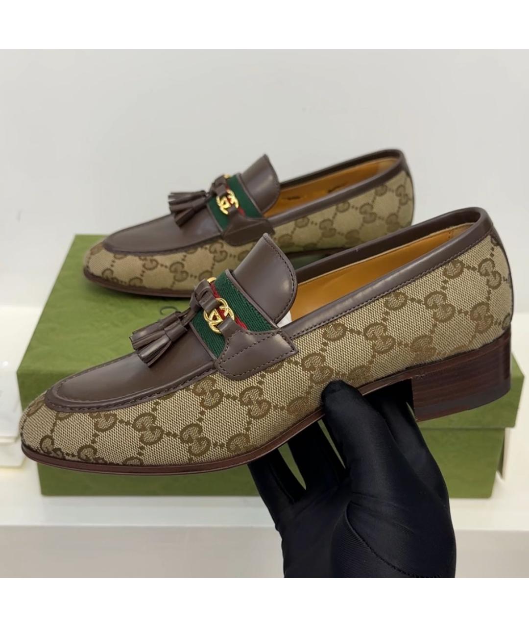 GUCCI Коричневые кожаные лоферы, фото 5