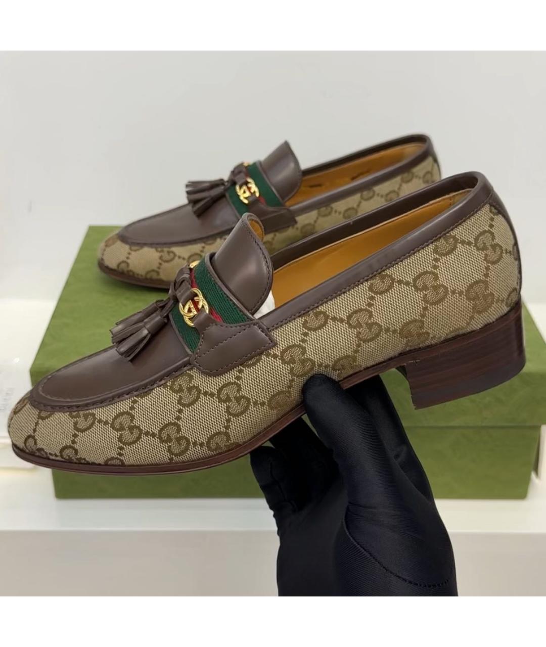 GUCCI Коричневые кожаные лоферы, фото 3