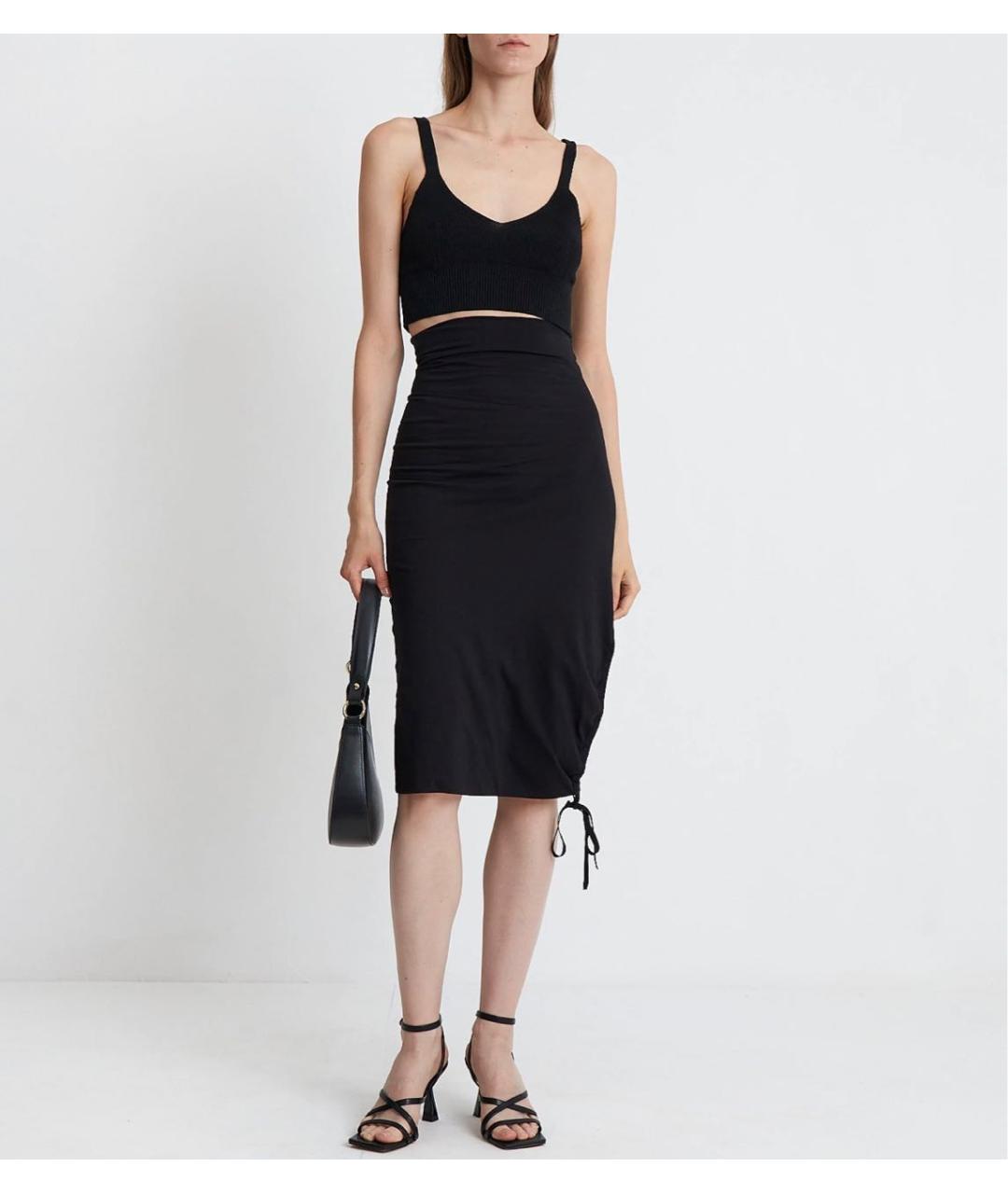 NO. 21 Черная хлопковая юбка миди, фото 5