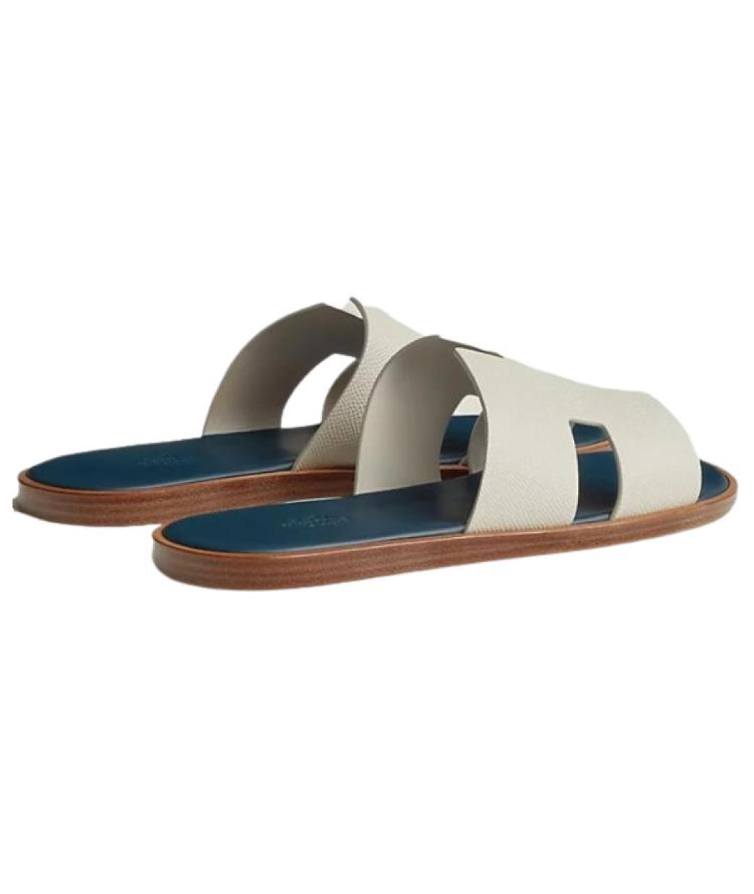 HERMES Белые кожаные сандалии, фото 3