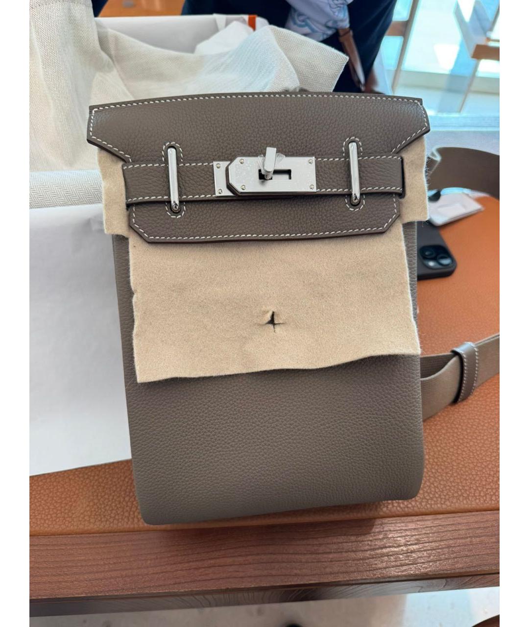 HERMES Бежевый кожаный рюкзак, фото 3