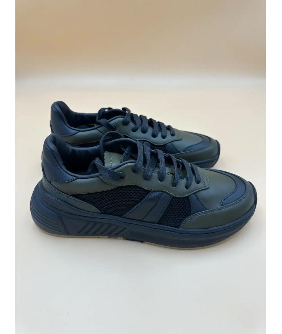 BOTTEGA VENETA Хаки кожаные низкие кроссовки / кеды, фото 9