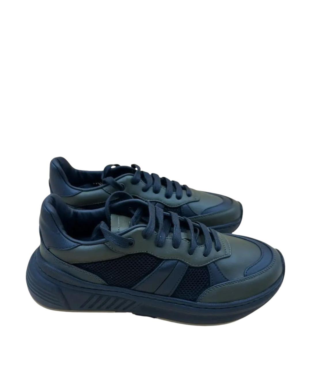 BOTTEGA VENETA Хаки кожаные низкие кроссовки / кеды, фото 1