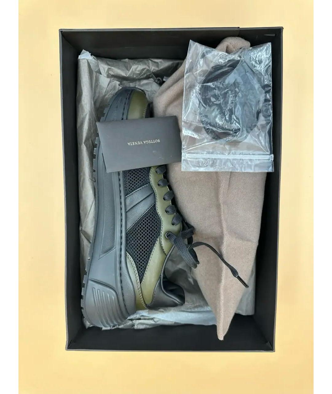 BOTTEGA VENETA Хаки кожаные низкие кроссовки / кеды, фото 7