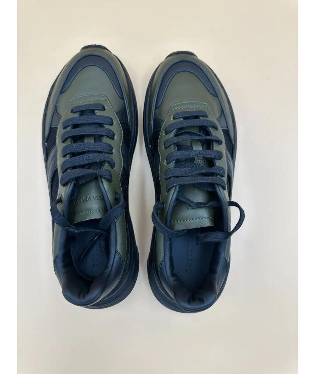 BOTTEGA VENETA Хаки кожаные низкие кроссовки / кеды, фото 3
