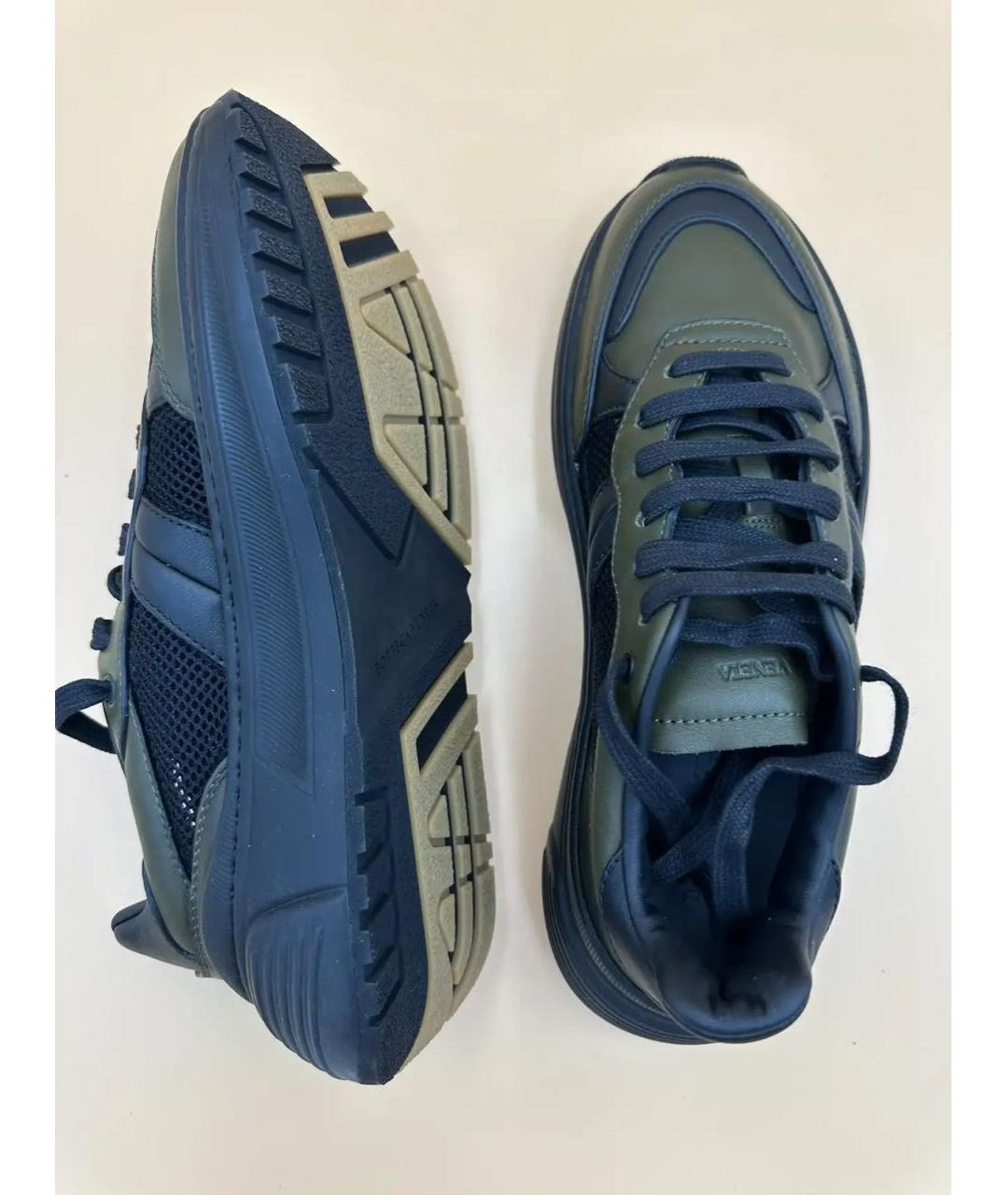 BOTTEGA VENETA Хаки кожаные низкие кроссовки / кеды, фото 5