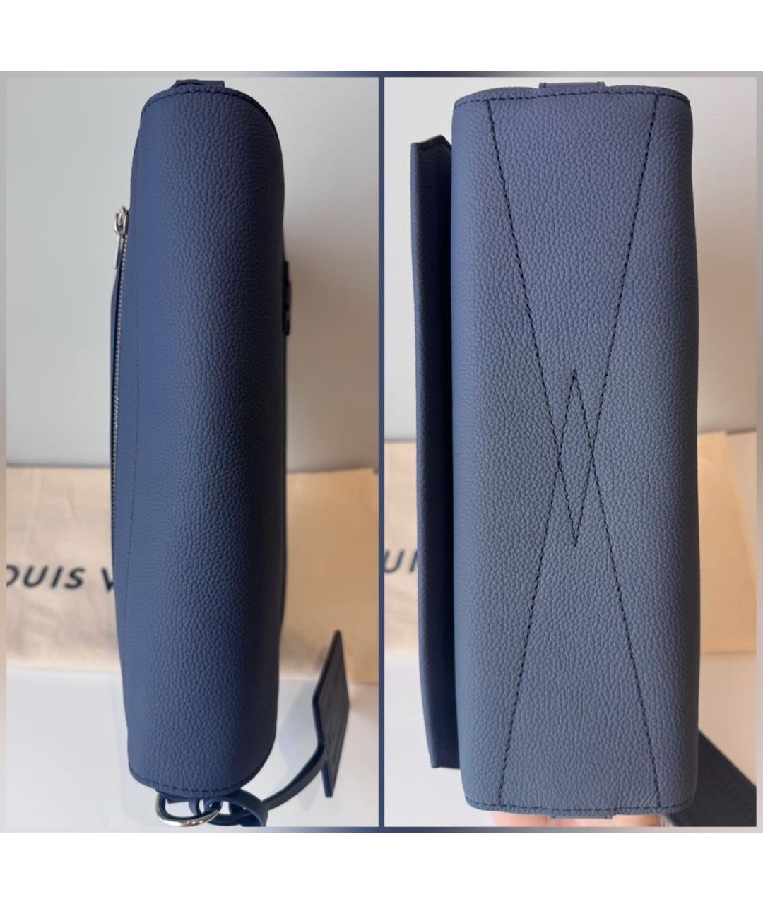 LOUIS VUITTON Темно-синяя кожаная сумка на плечо, фото 6