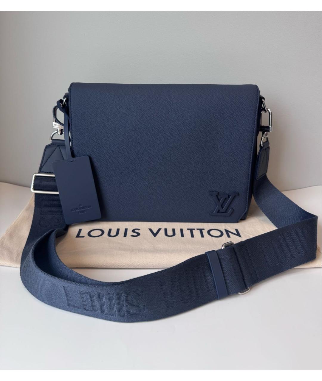 LOUIS VUITTON Темно-синяя кожаная сумка на плечо, фото 2