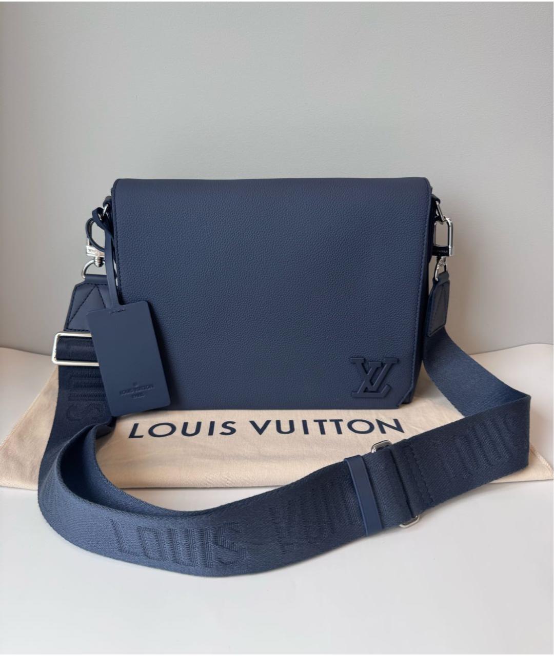 LOUIS VUITTON Темно-синяя кожаная сумка на плечо, фото 9