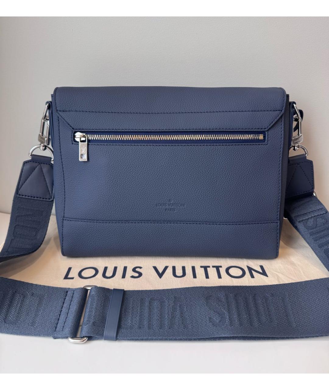 LOUIS VUITTON Темно-синяя кожаная сумка на плечо, фото 3