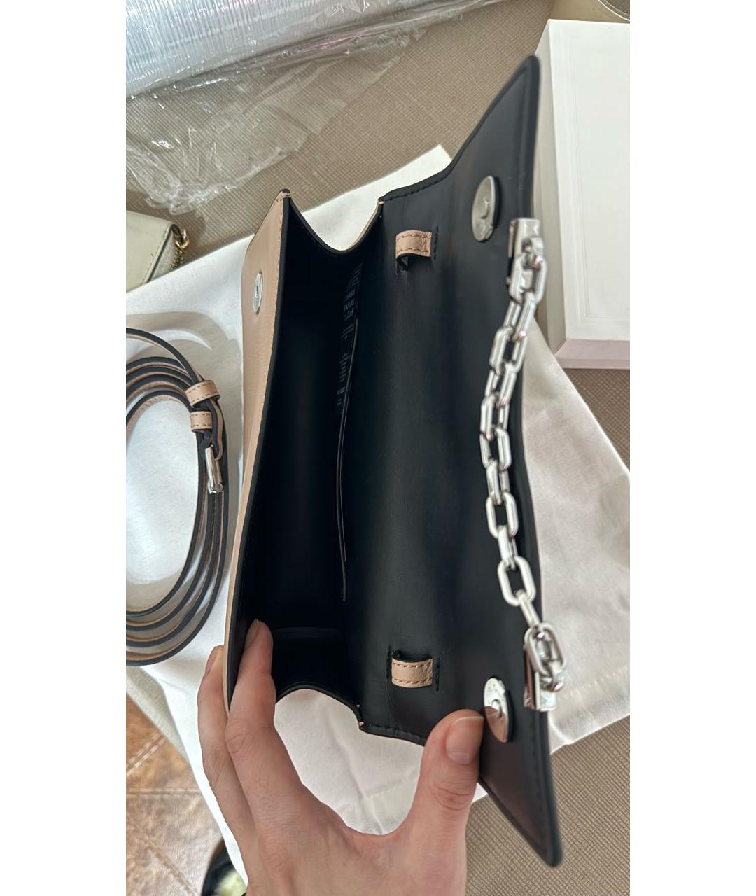 KARL LAGERFELD Бежевая кожаная сумка через плечо, фото 4