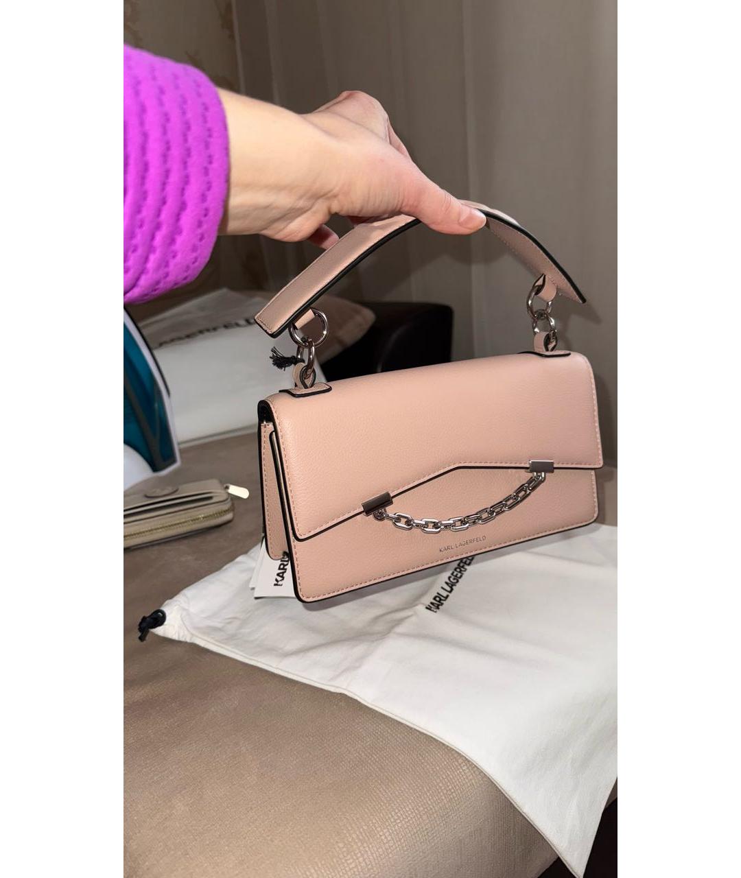 KARL LAGERFELD Бежевая кожаная сумка через плечо, фото 2