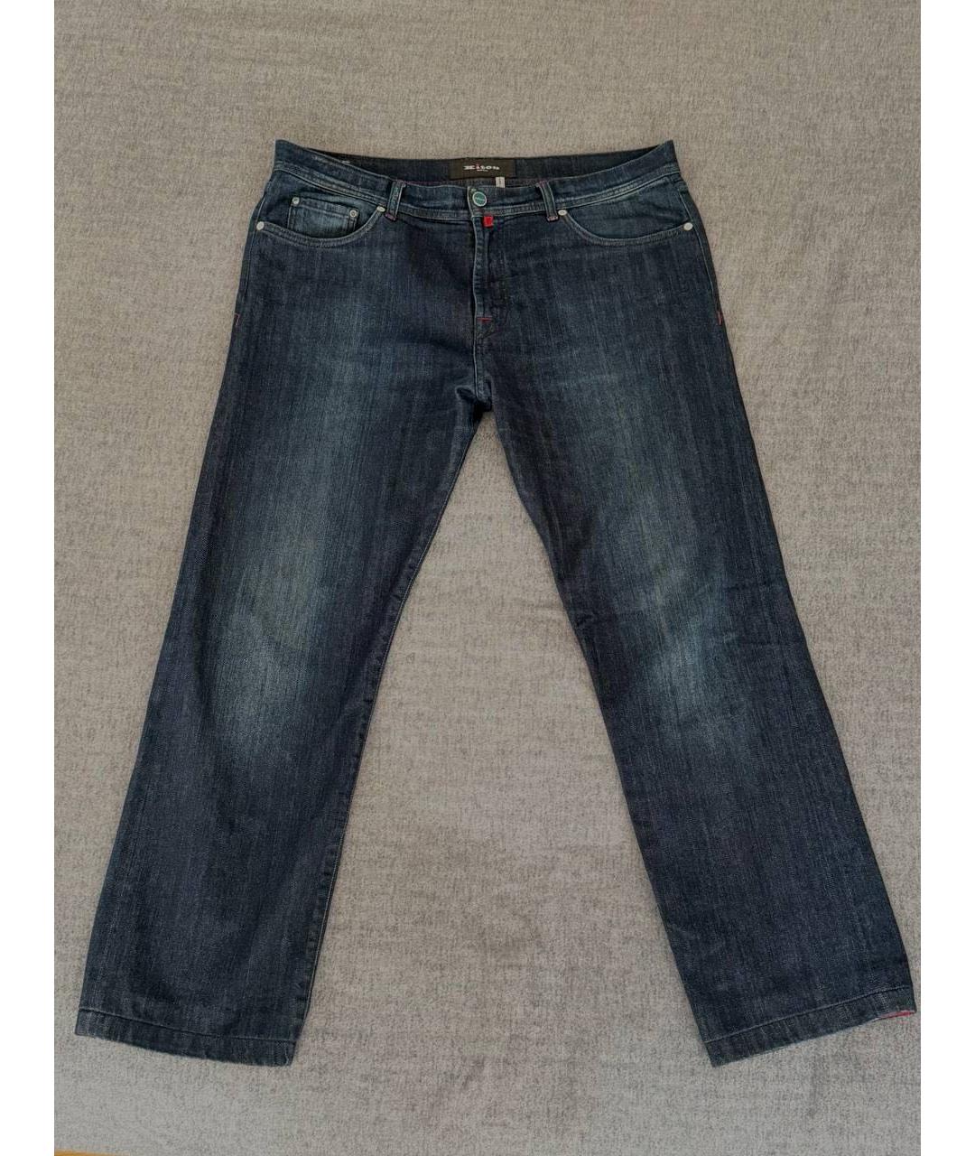 KITON Темно-синие хлопковые прямые джинсы, фото 3