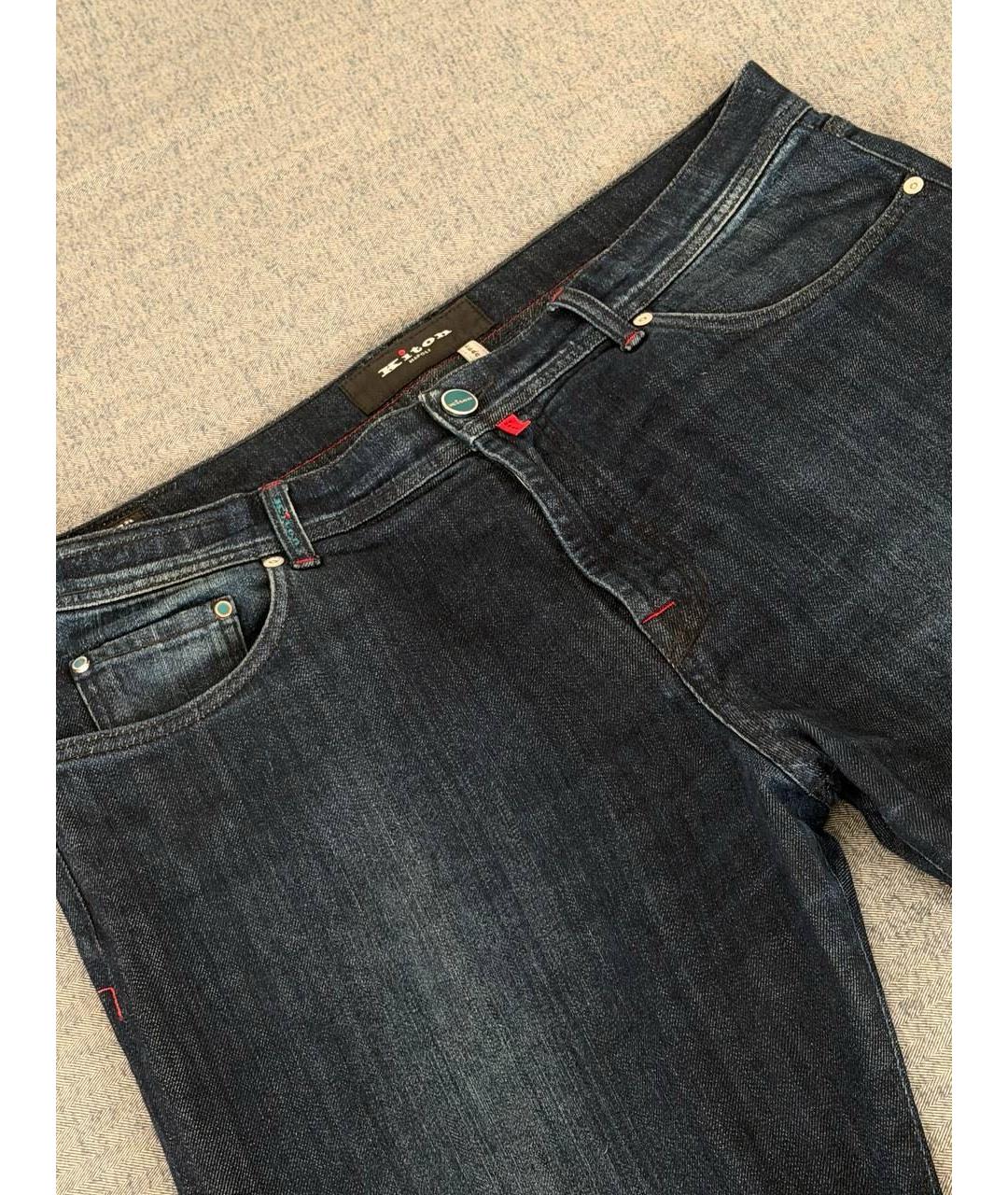 KITON Темно-синие хлопковые прямые джинсы, фото 2