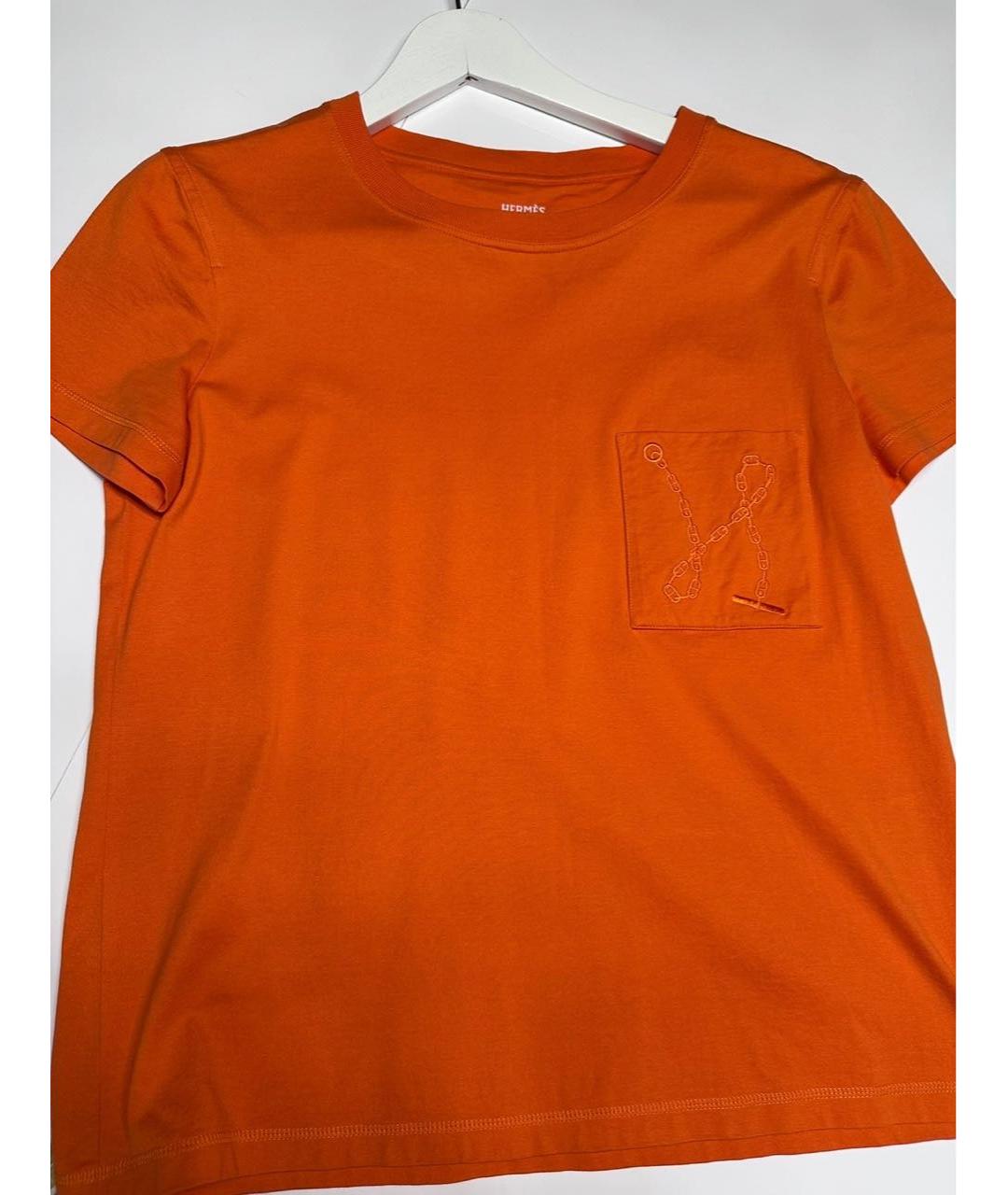 HERMES Оранжевая хлопковая футболка, фото 3
