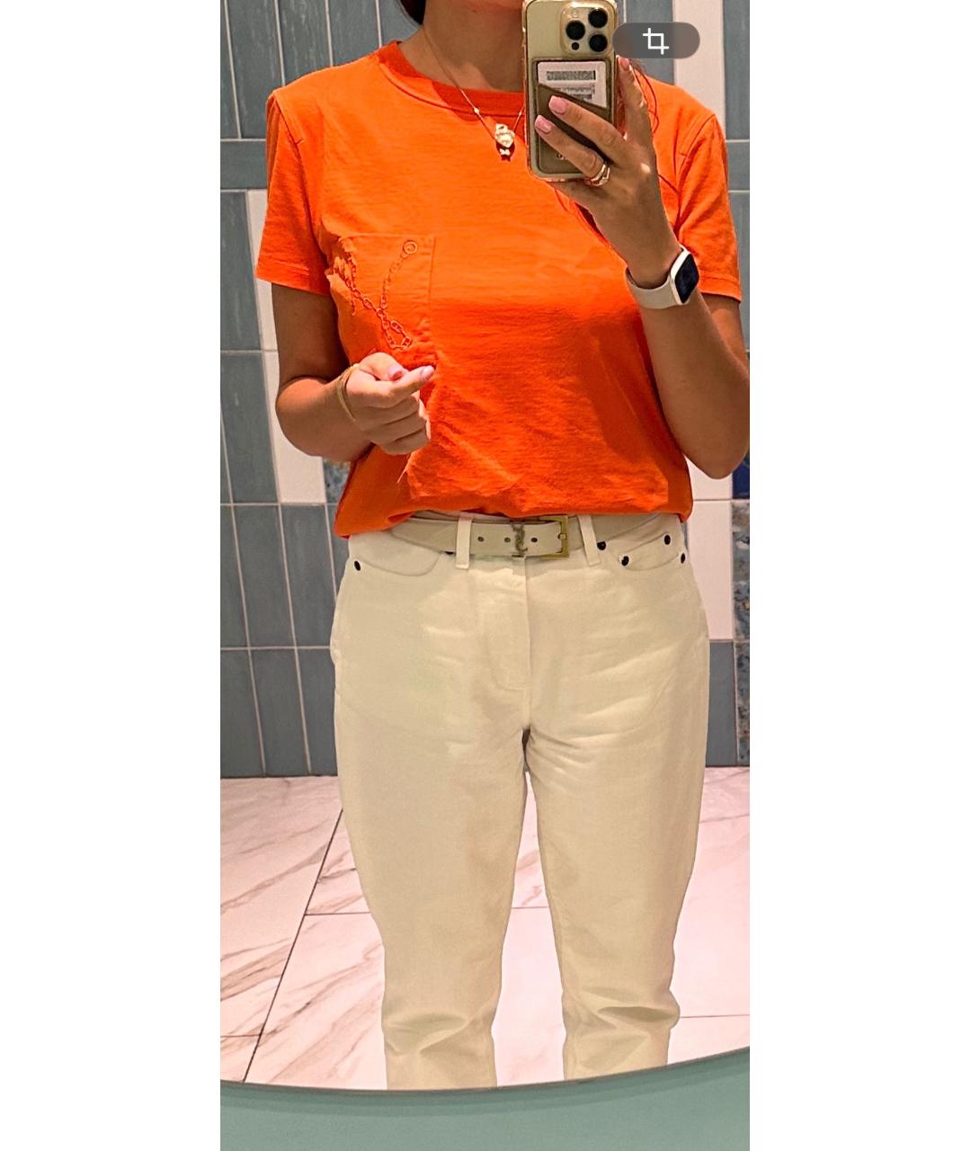 HERMES Оранжевая хлопковая футболка, фото 2