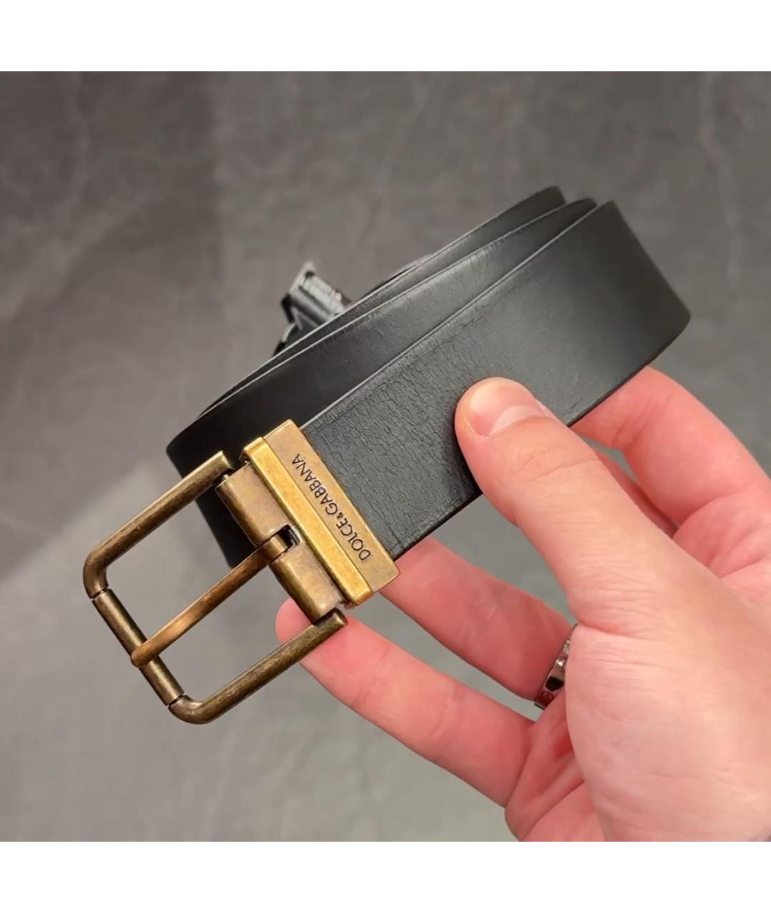 DOLCE&GABBANA Черный кожаный ремень, фото 2