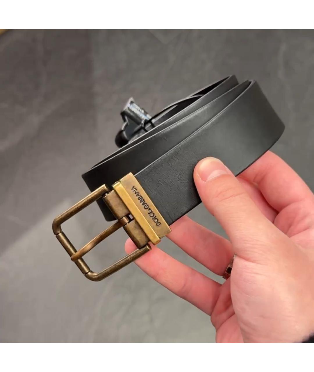 DOLCE&GABBANA Черный кожаный ремень, фото 3