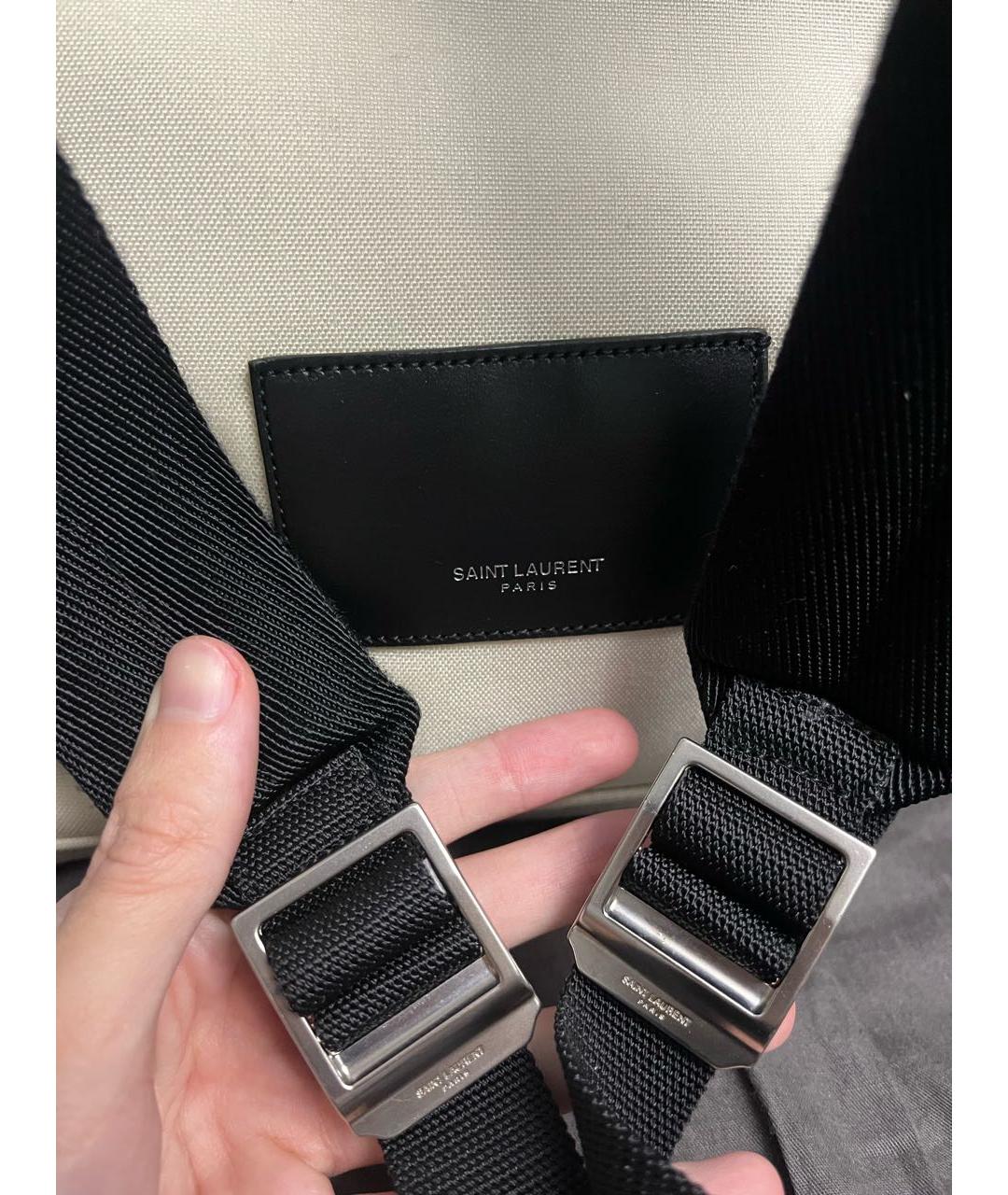 SAINT LAURENT Белый тканевый рюкзак, фото 5