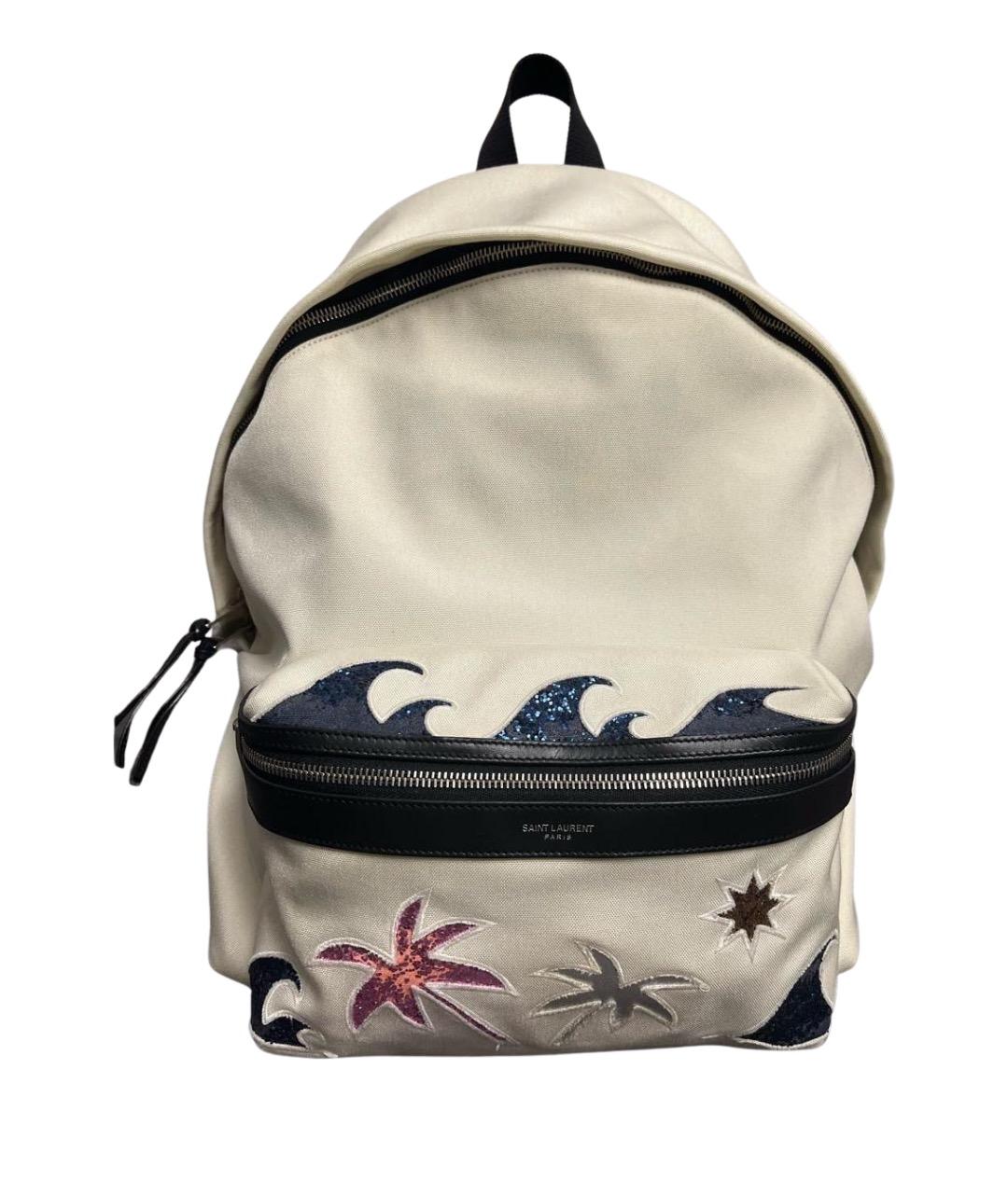 SAINT LAURENT Белый тканевый рюкзак, фото 1