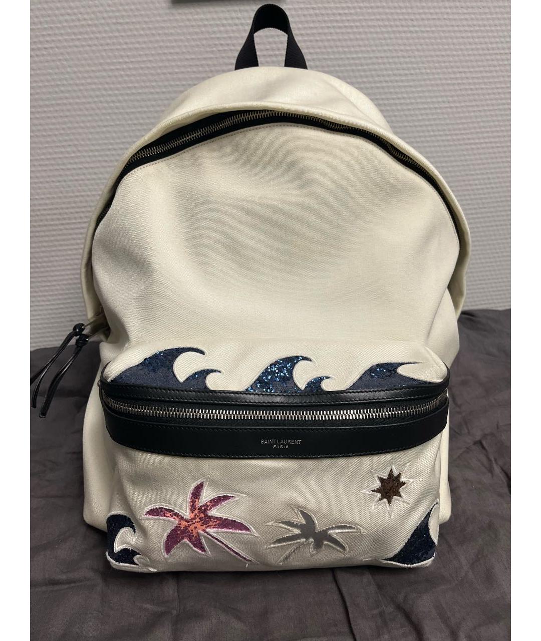 SAINT LAURENT Белый тканевый рюкзак, фото 9