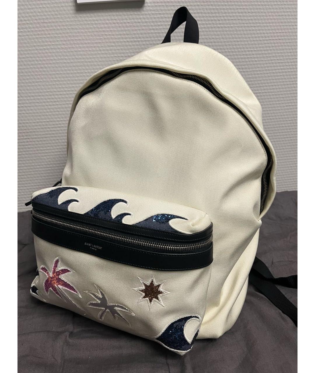 SAINT LAURENT Белый тканевый рюкзак, фото 2