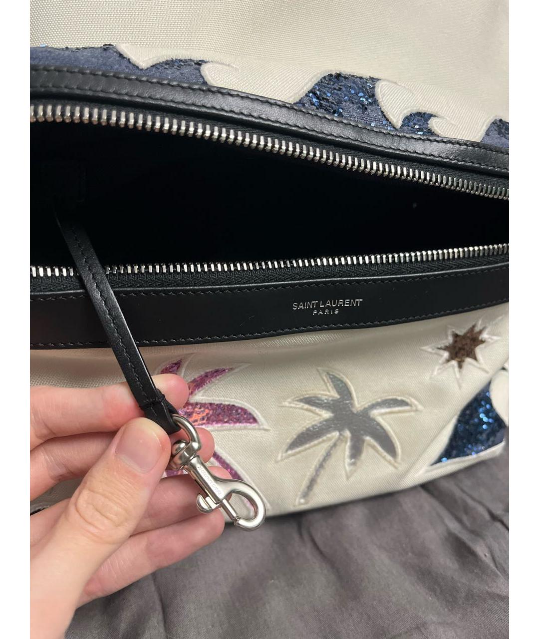 SAINT LAURENT Белый тканевый рюкзак, фото 6