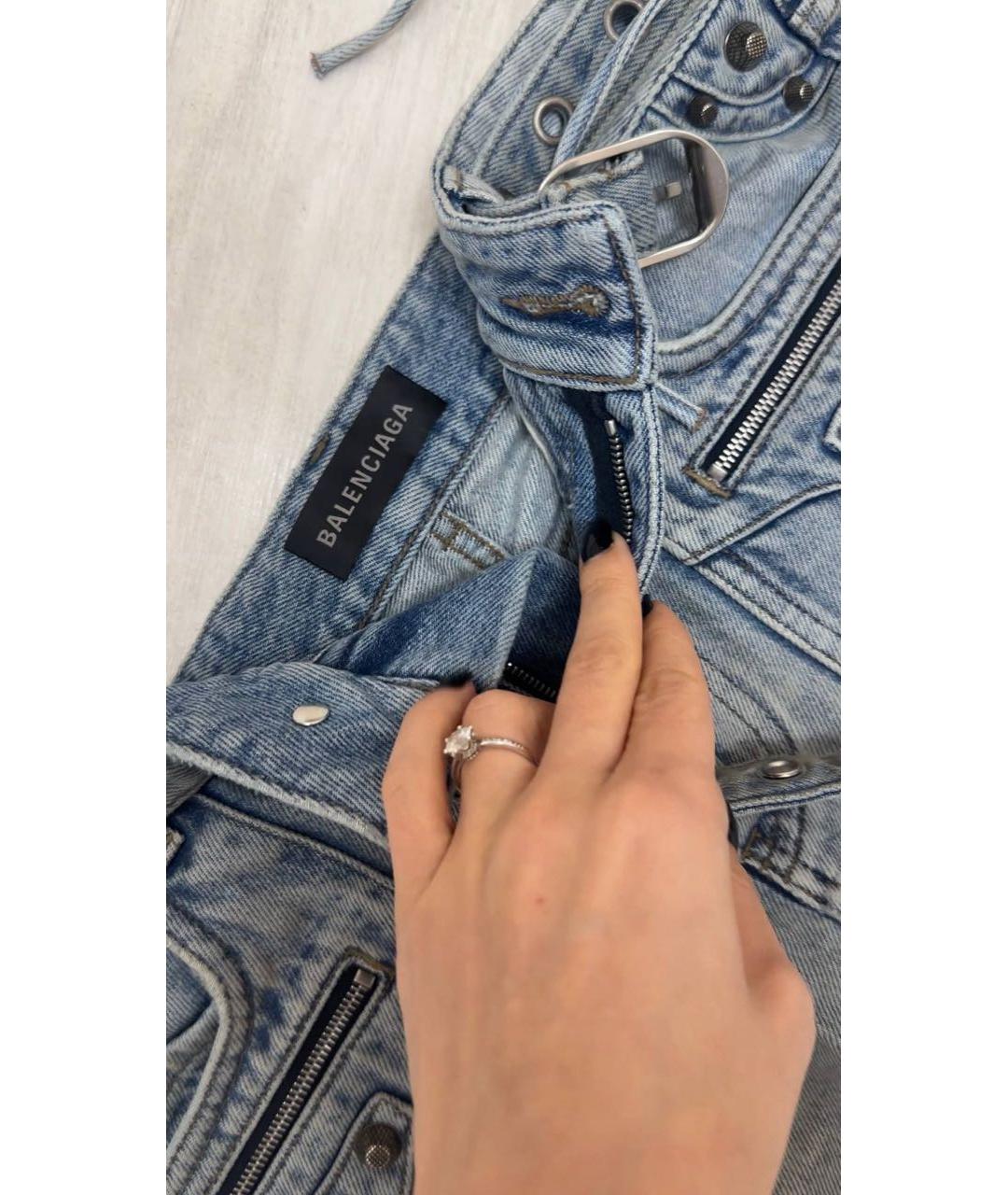 BALENCIAGA Голубая деним юбка мини, фото 3