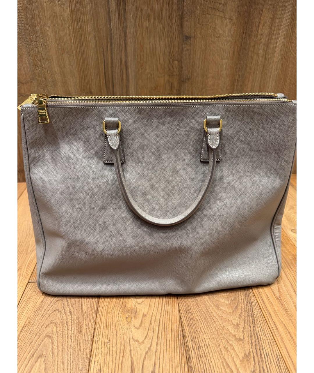 PRADA Серая кожаная сумка тоут, фото 3