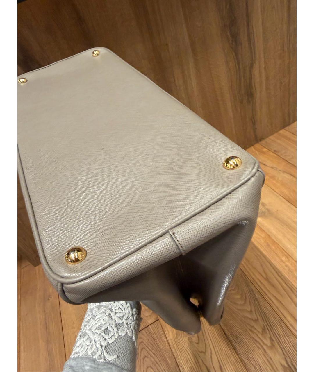 PRADA Серая кожаная сумка тоут, фото 7