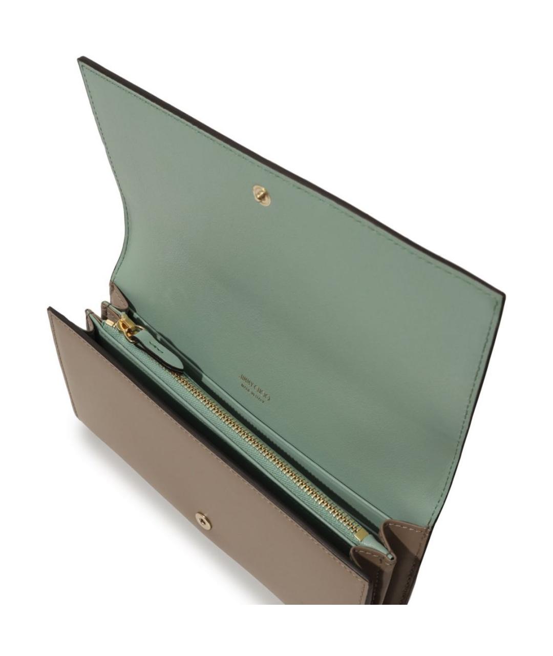 JIMMY CHOO Бежевый кожаный кошелек, фото 2