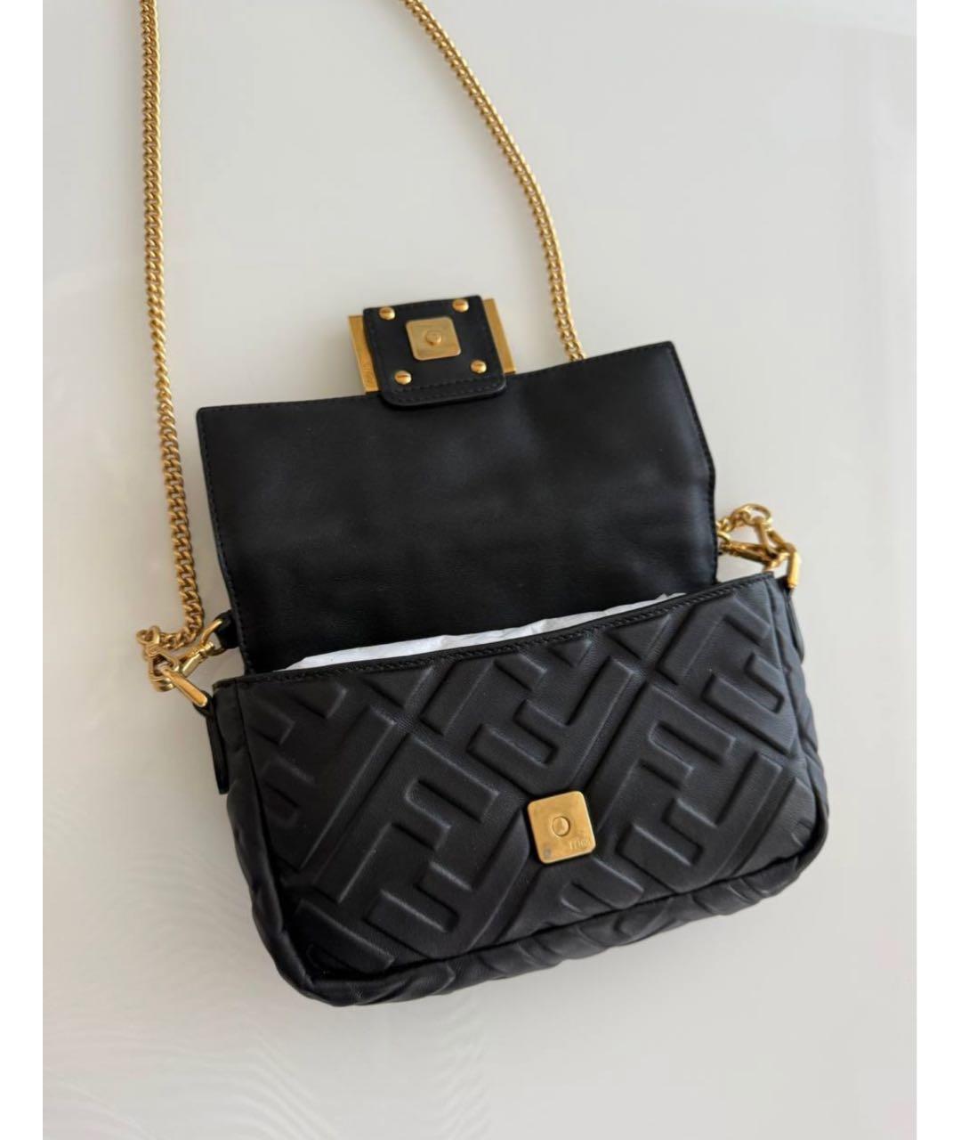 FENDI Черная кожаная сумка через плечо, фото 5