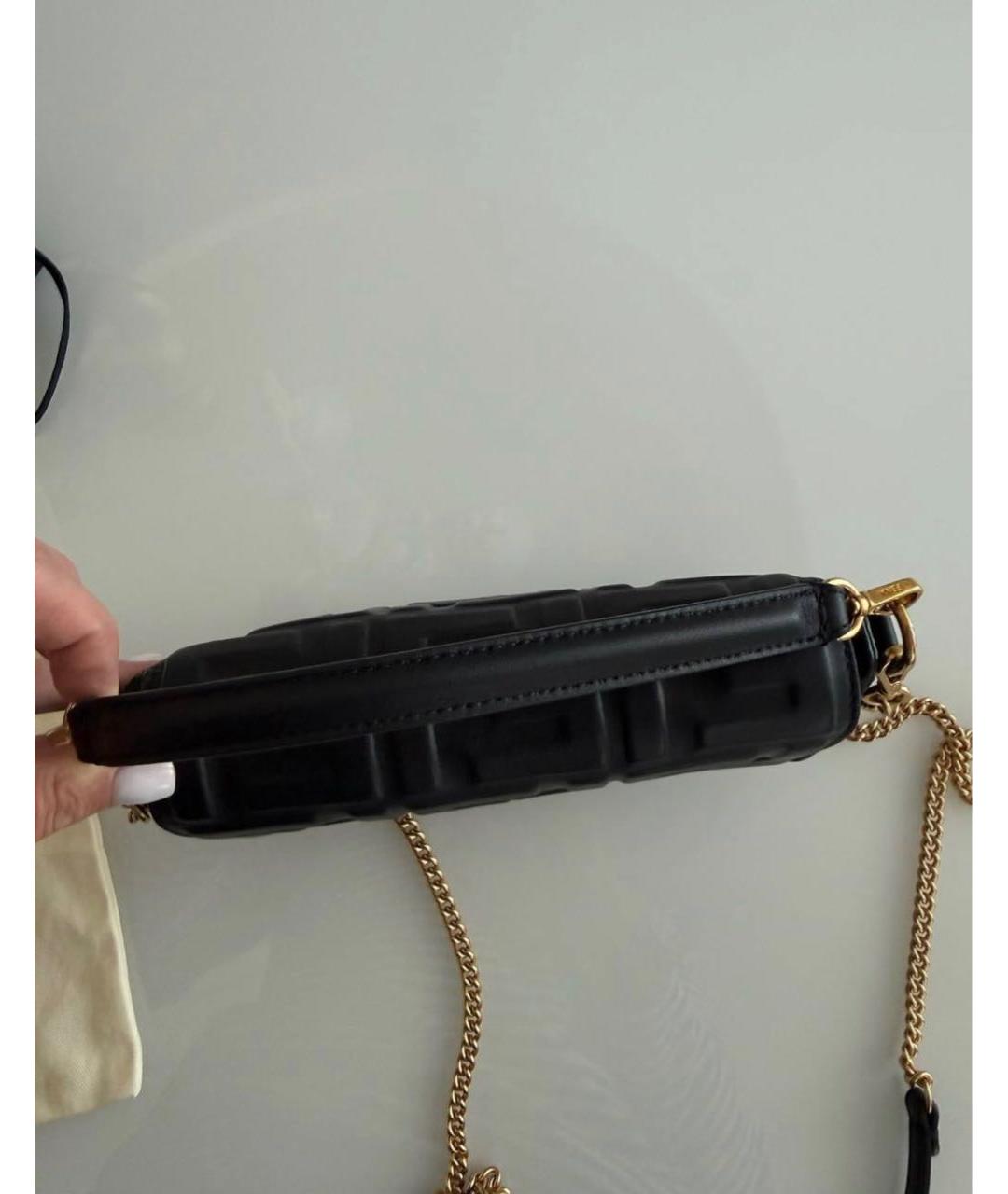 FENDI Черная кожаная сумка через плечо, фото 7