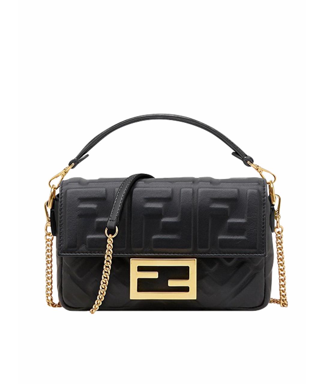 FENDI Черная кожаная сумка через плечо, фото 1