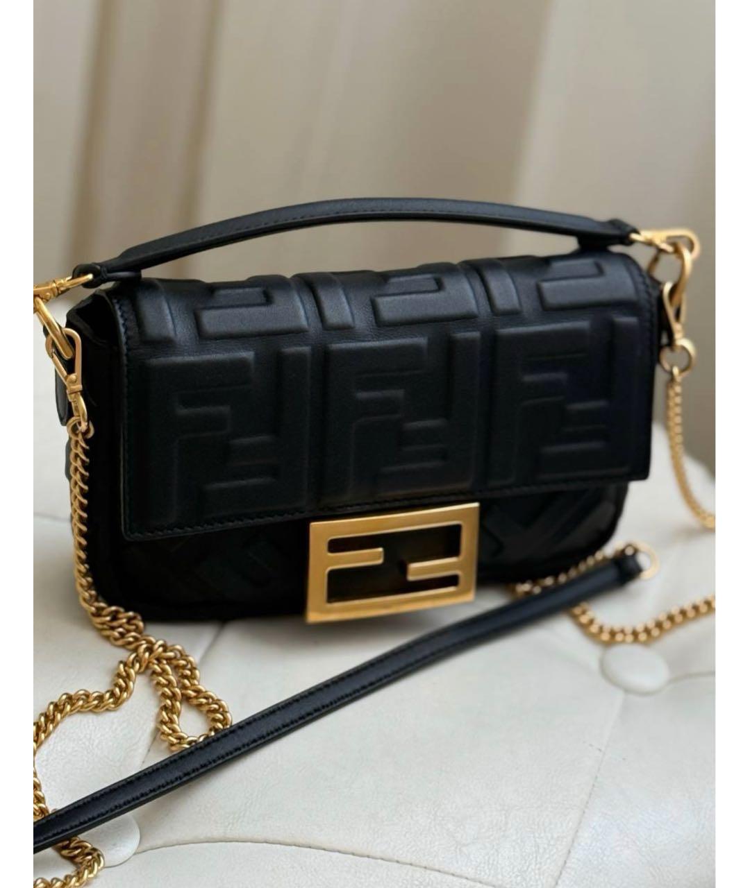 FENDI Черная кожаная сумка через плечо, фото 2