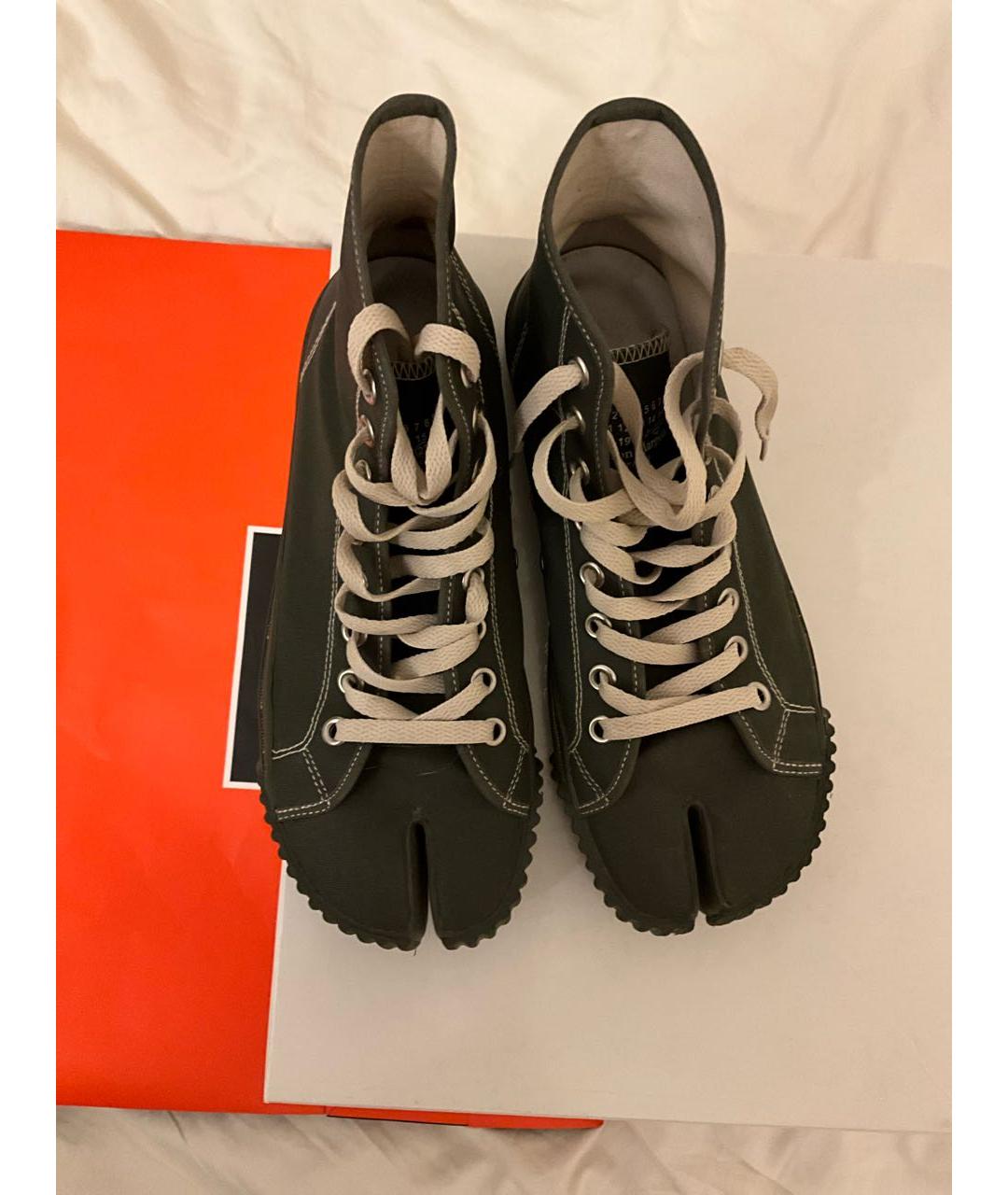 MAISON MARGIELA Хаки текстильные высокие кроссовки / кеды, фото 3