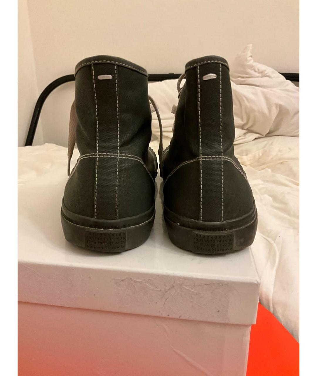 MAISON MARGIELA Хаки текстильные высокие кроссовки / кеды, фото 4