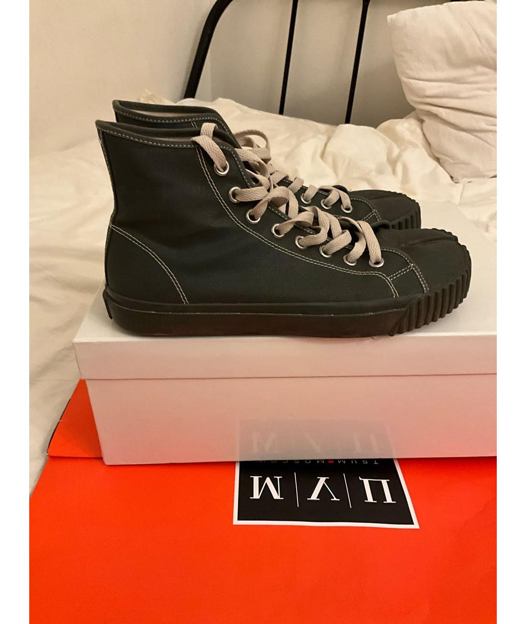 MAISON MARGIELA Хаки текстильные высокие кроссовки / кеды, фото 5