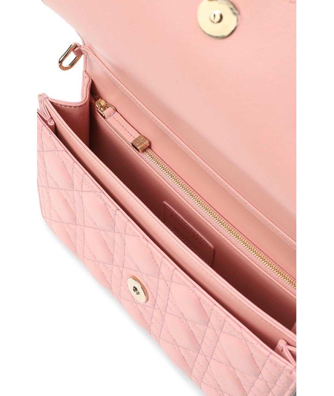 CHRISTIAN DIOR Розовая кожаная сумка через плечо, фото 7