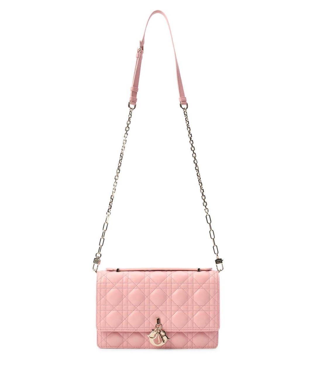 CHRISTIAN DIOR Розовая кожаная сумка через плечо, фото 8
