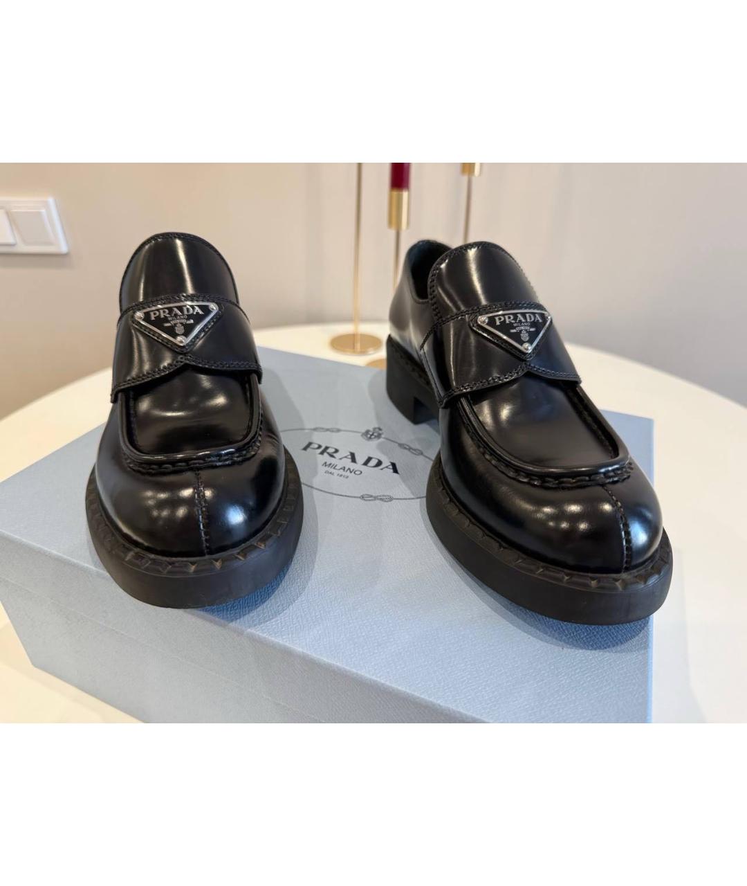 PRADA Черные кожаные лоферы, фото 5