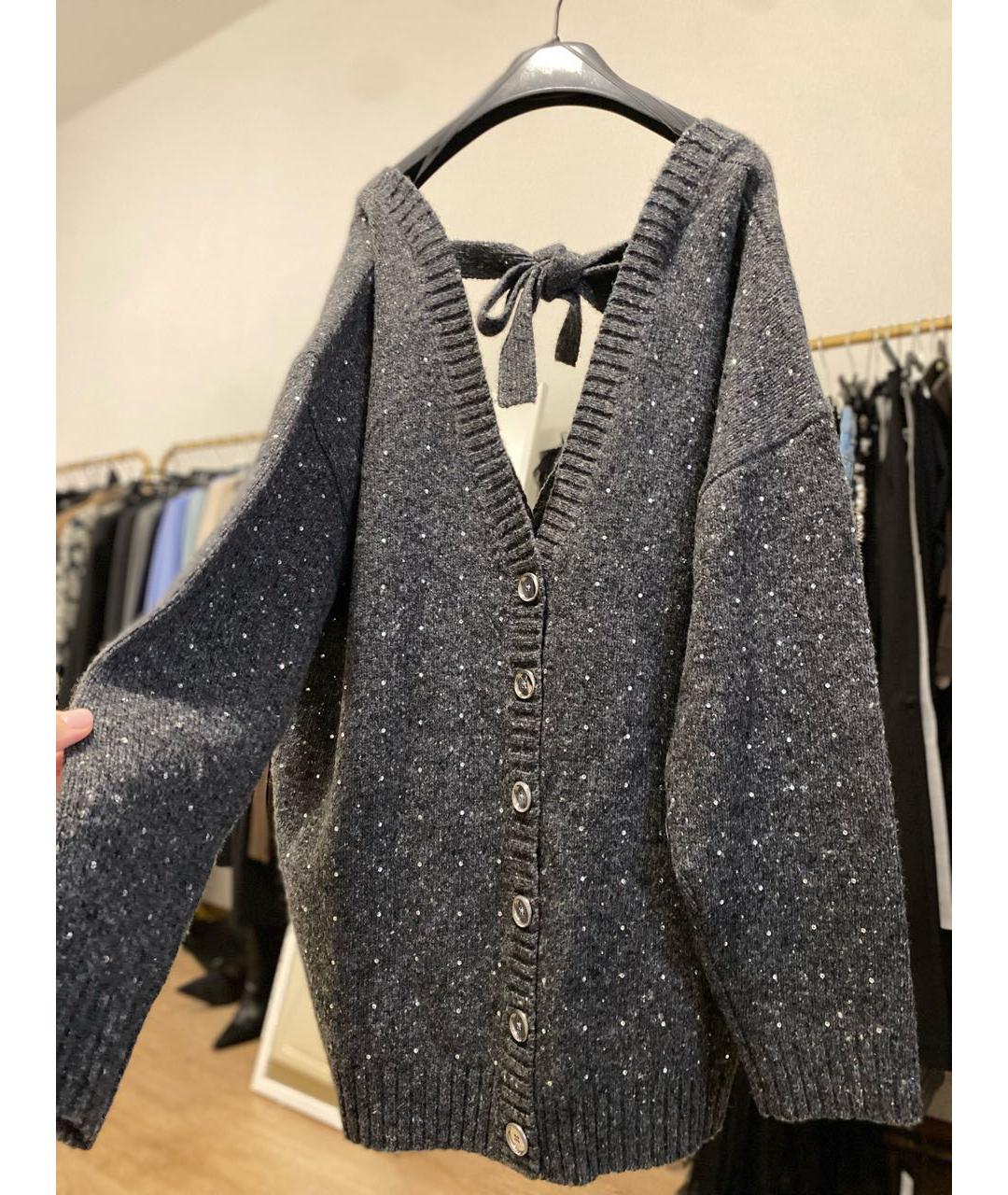 PINKO Антрацитовый шерстяной кардиган, фото 5