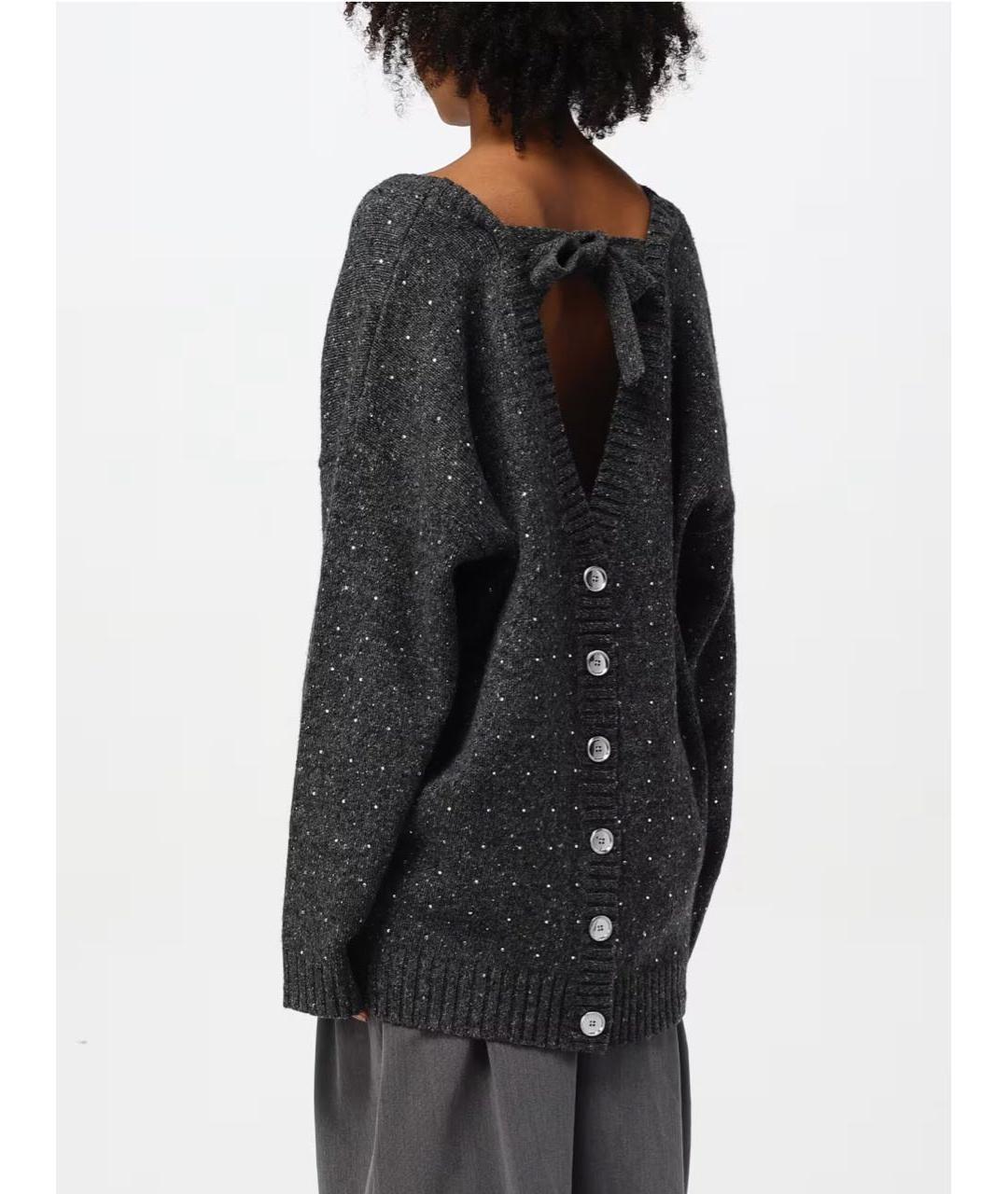 PINKO Антрацитовый шерстяной кардиган, фото 8