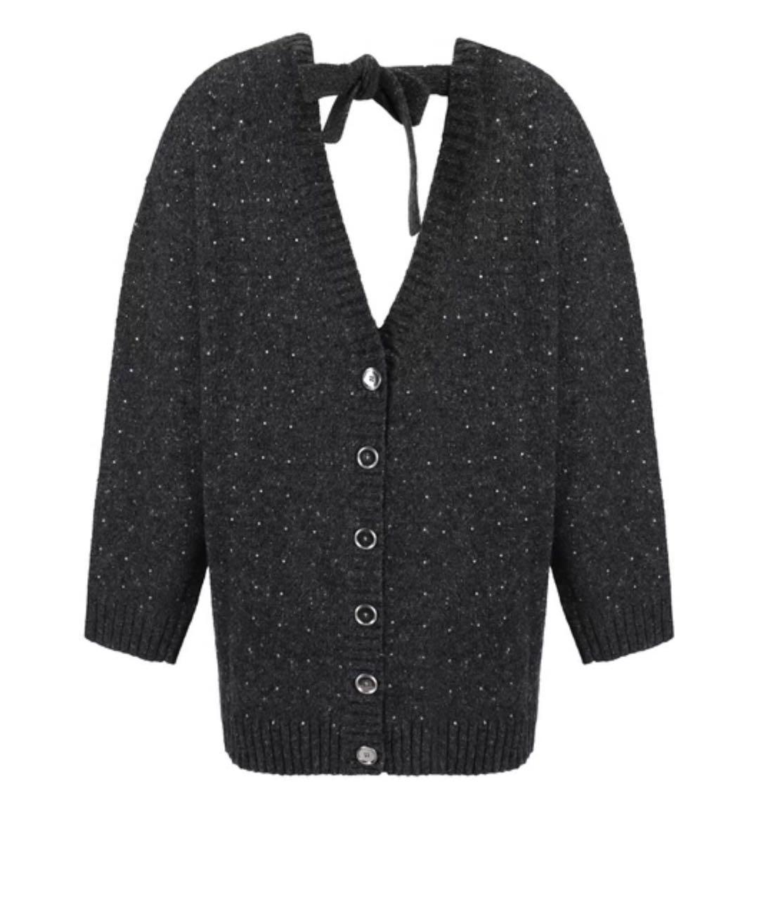 PINKO Антрацитовый шерстяной кардиган, фото 1