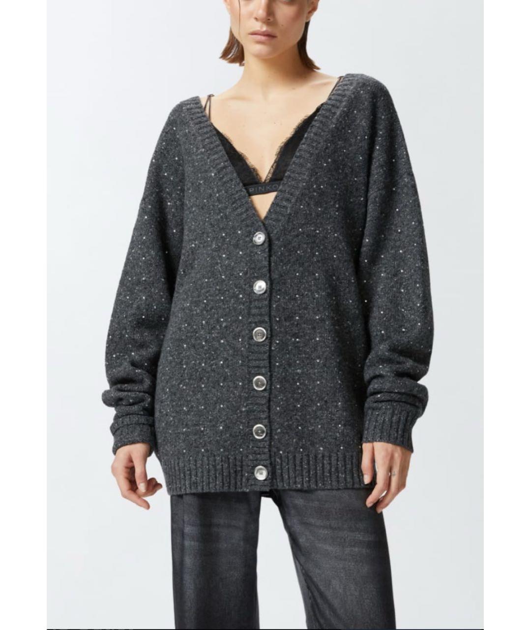 PINKO Антрацитовый шерстяной кардиган, фото 7